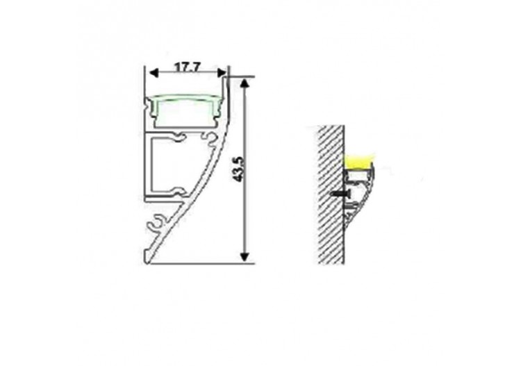 Profilé aluminium type léche-mur 18x44mm (2 m) - BPERF18X44 - Barcelona LED 2