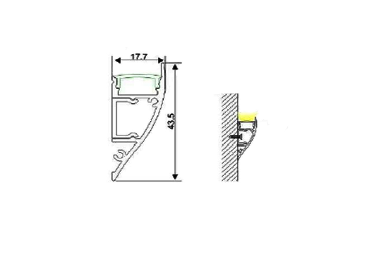 Profilé aluminium type léche-mur 18x44mm (2 m) - BPERF18X44 - Barcelona LED