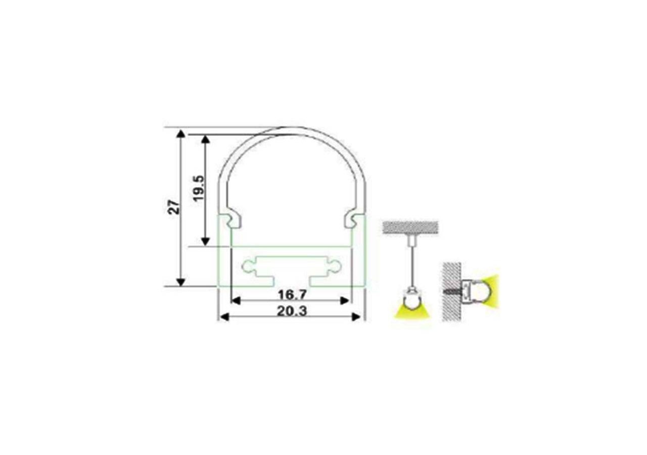 Profilé pour ruban LED suspendu ou en surface 20x27mm (2m) - BPERF20X27 - Barcelona LED