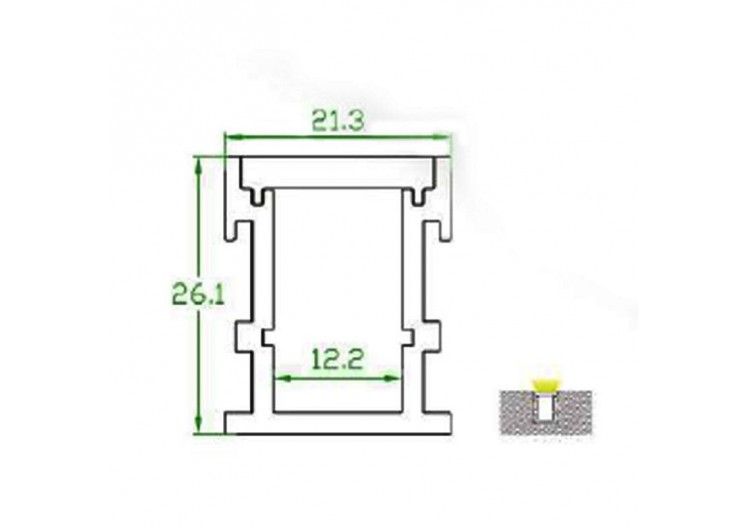 Profilé aluminium encastrable 21x26mm IP44 (2 m) - BPERF21X26 - Barcelona LED 2