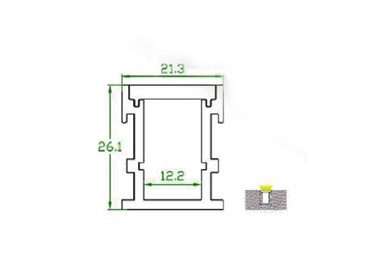 Profilé aluminium encastrable 21x26mm IP44 (2 m) - BPERF21X26 - Barcelona LED