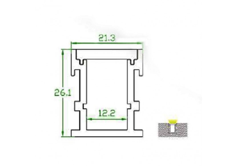 Profilé aluminium encastrable 21x26mm IP44 (2 m) - BPERF21X26 - Barcelona LED Profilé aluminium encastrable 21x26mm IP44 (2 m) - BPERF21X26 - Barcelona LED