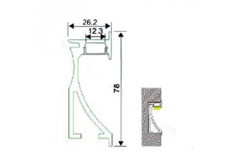 Profilé aluminium encastrable leche mur 26x78mm (2 m) - BPERF26X78 - Barcelona LED 2