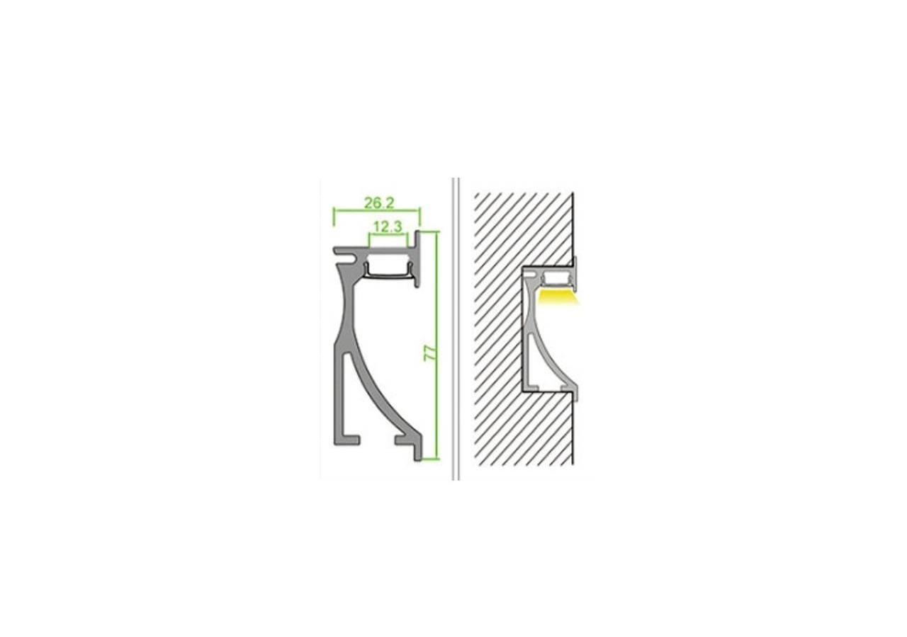 Profilé aluminium encastrable leche mur 26x78mm (2 m) - BPERF26X78 - Barcelona LED