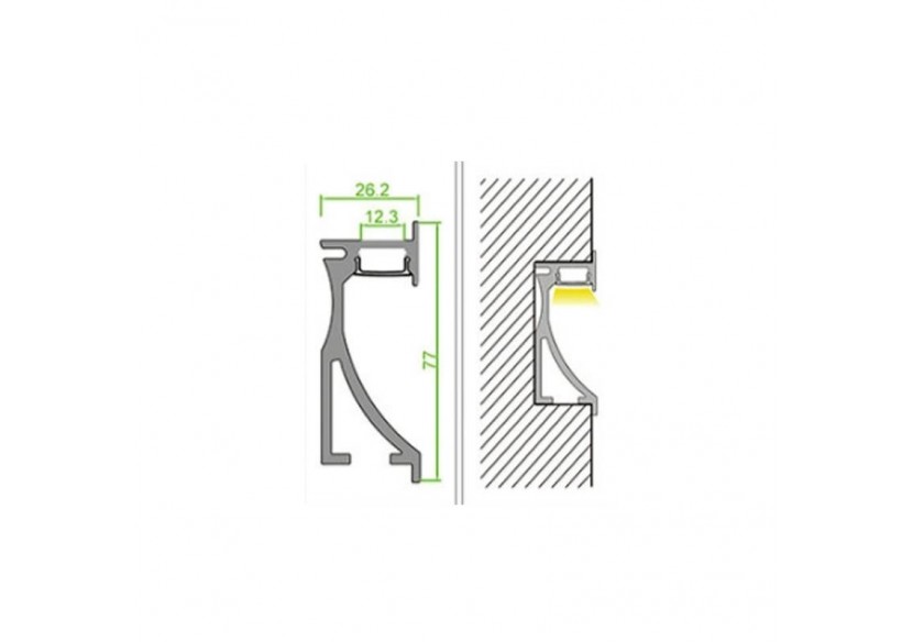 Profilé aluminium encastrable leche mur 26x78mm (2 m) - BPERF26X78 - Barcelona LED Profilé aluminium encastrable leche mur 26x78mm (2 m) - BPERF26X78 - Barcelona LED