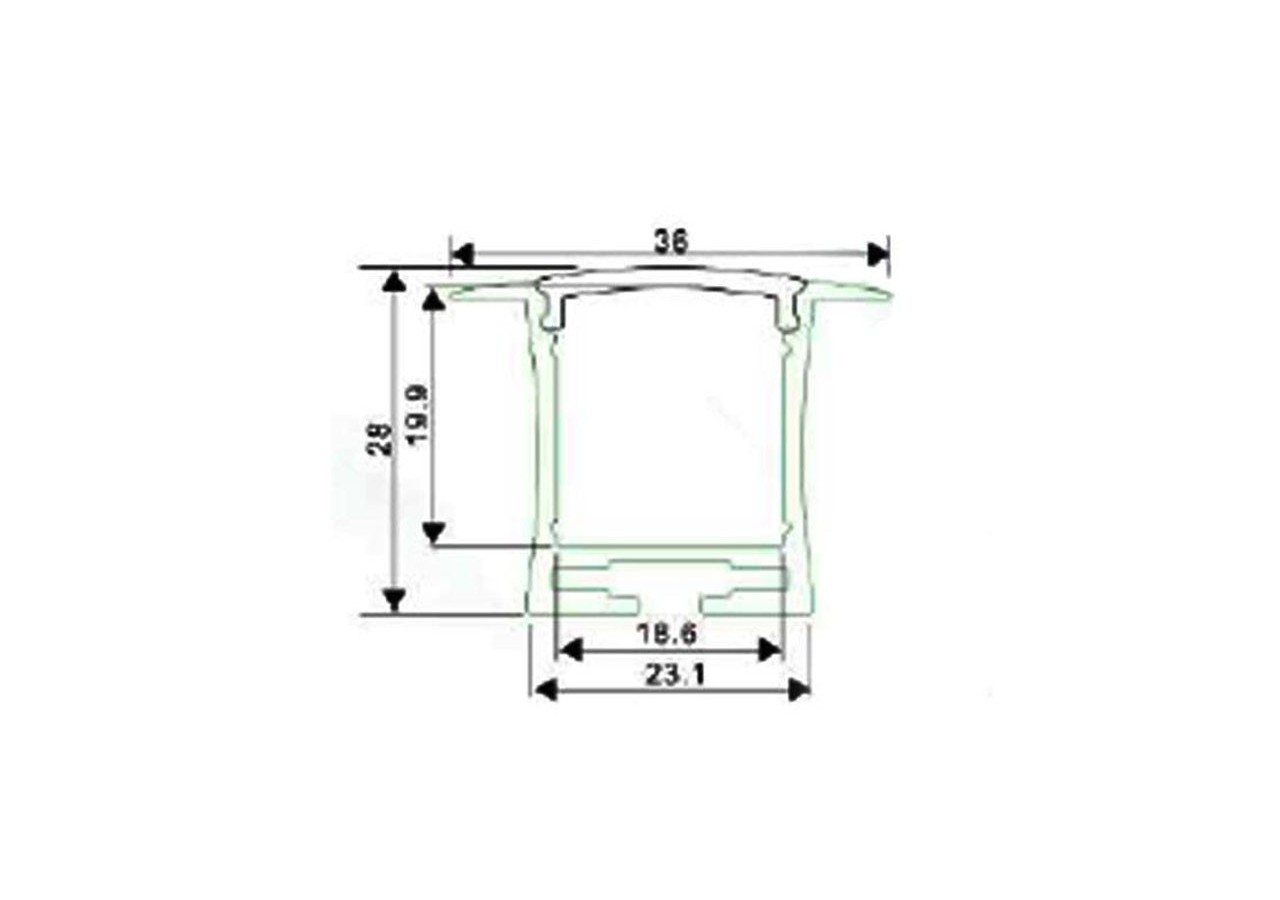 Profilé aluminium encastrable 36x28mm (2 m) - BPERF36X28 - Barcelona LED