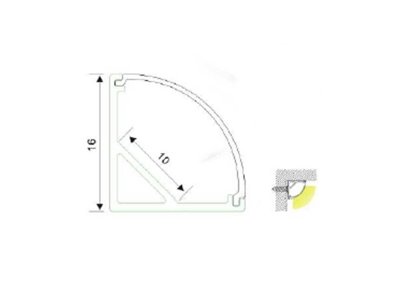 Profilé en aluminium d'angle 45 degrés 16x16 - BPERF16X16 - Barcelona LED