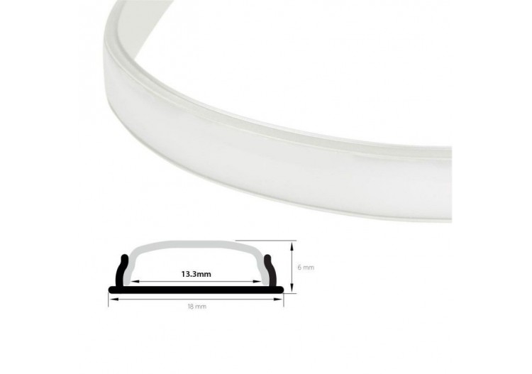Diffuseur opaque 18mm, 2m pour profilé flexible 18x6mm - BDBO18 - Barcelona LED