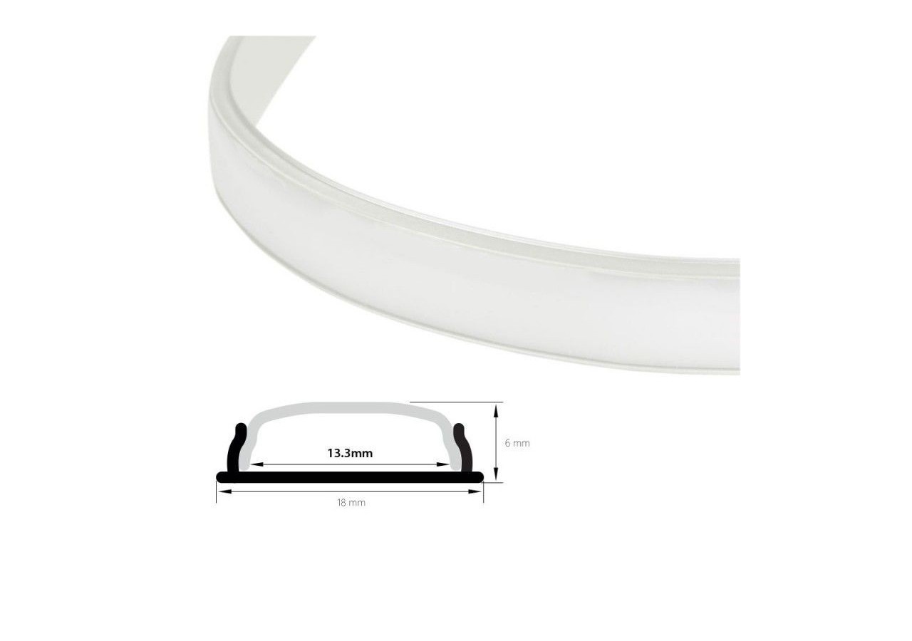 Diffuseur opaque 18mm, 2m pour profilé flexible 18x6mm - BDBO18 - Barcelona LED