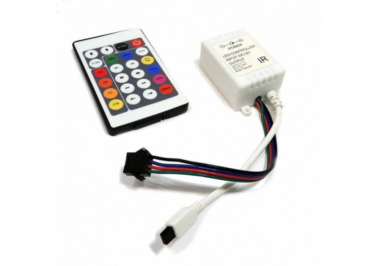Contrôleur Ruban LED IC 7,5/24V-DC 8A + télécommande IR 24 touches - B1610-1 - Barcelona LED
