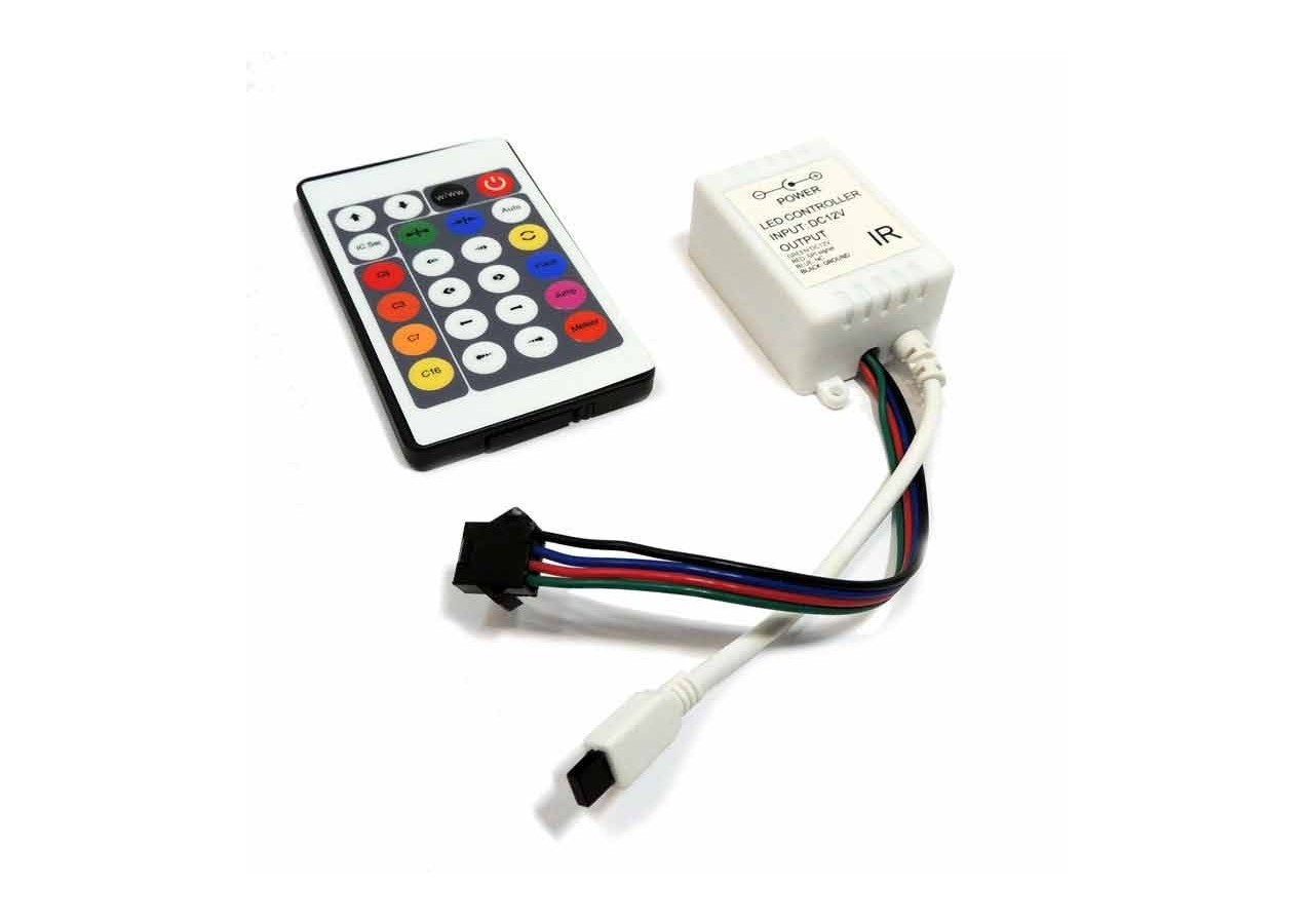 Contrôleur Ruban LED IC 7,5/24V-DC 8A + télécommande IR 24 touches - B1610-1 - Barcelona LED