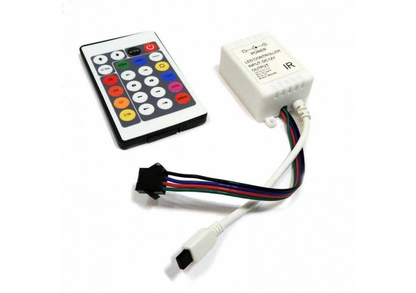 Contrôleur Ruban LED IC 7,5/24V-DC 8A + télécommande IR 24 touches - B1610-1 - Barcelona LED Contrôleur Ruban LED IC 7,5/24V-DC 8A + télécommande IR 24 touches - B1610-1 - Barcelona LED