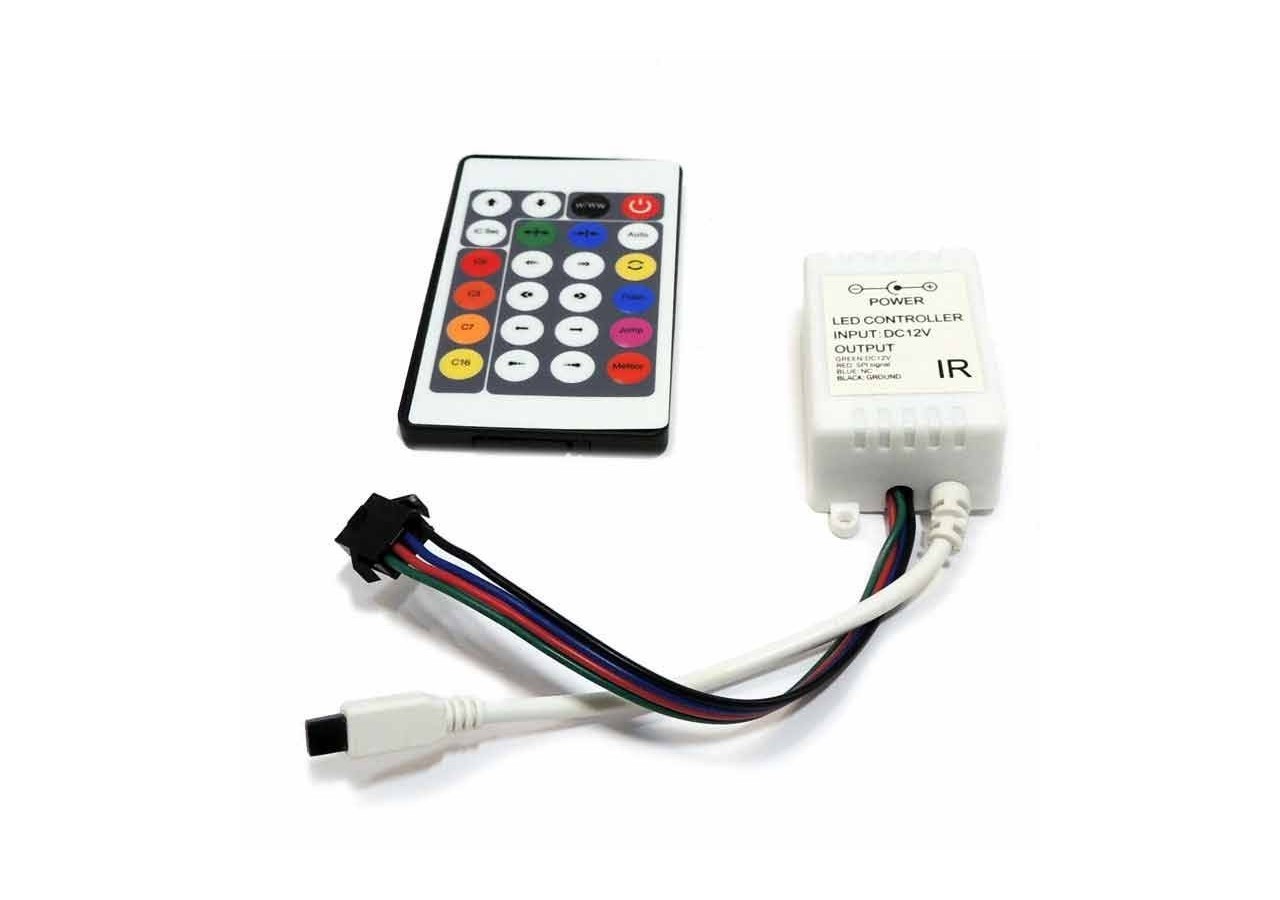 Contrôleur Ruban LED IC 7,5/24V-DC 8A + télécommande IR 24 touches - B1610-1 - Barcelona LED