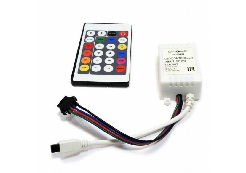 Contrôleur Ruban LED IC 7,5/24V-DC 8A + télécommande IR 24 touches - B1610-1 - Barcelona LED Contrôleur Ruban LED IC 7,5/24V-DC 8A + télécommande IR 24 touches - B1610-1 - Barcelona LED
