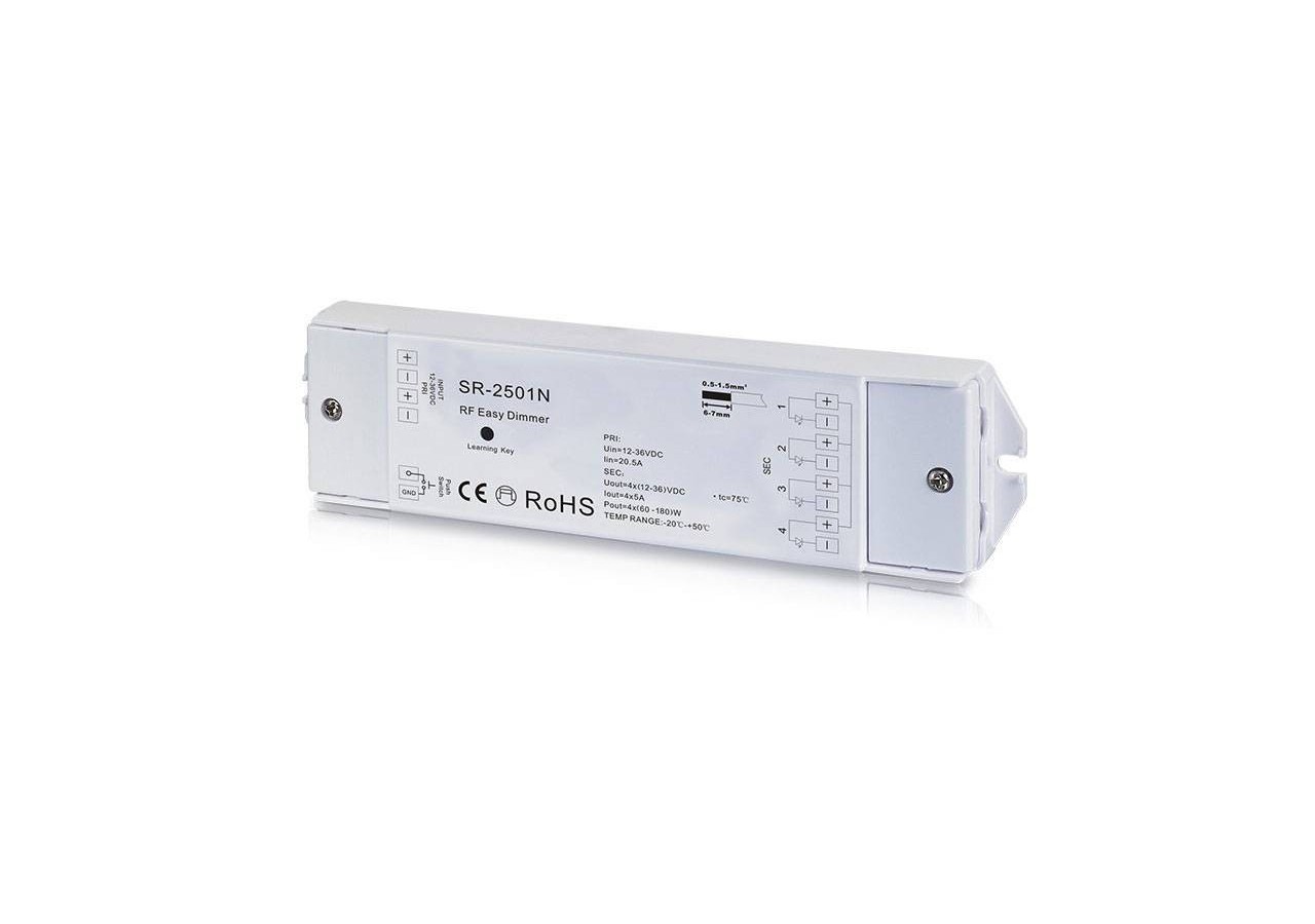 Variateur LED récepteur radiofréquence 12-36V-DC (4 canaux, 5A/Canal) - D2501N - Barcelona LED