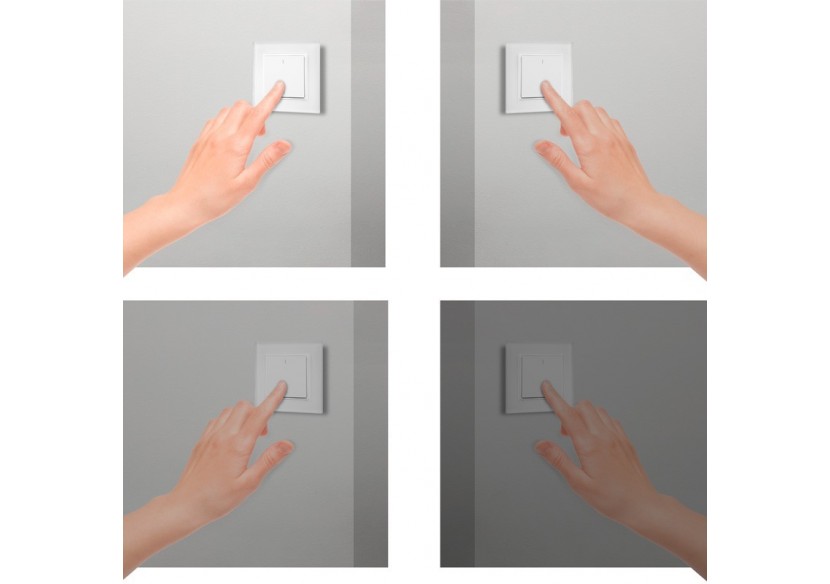 Interrupteur poussoir monochrome à gradation par radiofréquence 1Zone-Easy RF - D2801K1 - Barcelona LED Interrupteur poussoir monochrome à gradation par radiofréquence 1Zone-Easy RF - D2801K1 - Barcelona LED
