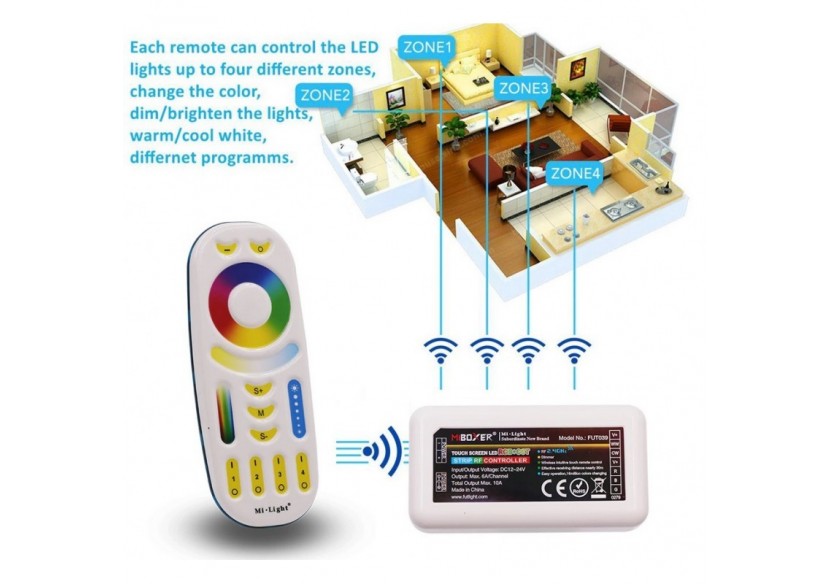 Télécommande LED RGB + CCT-4 Zones-BLANC-FUT092-Mi-Light - FUT092 - Barcelona LED
