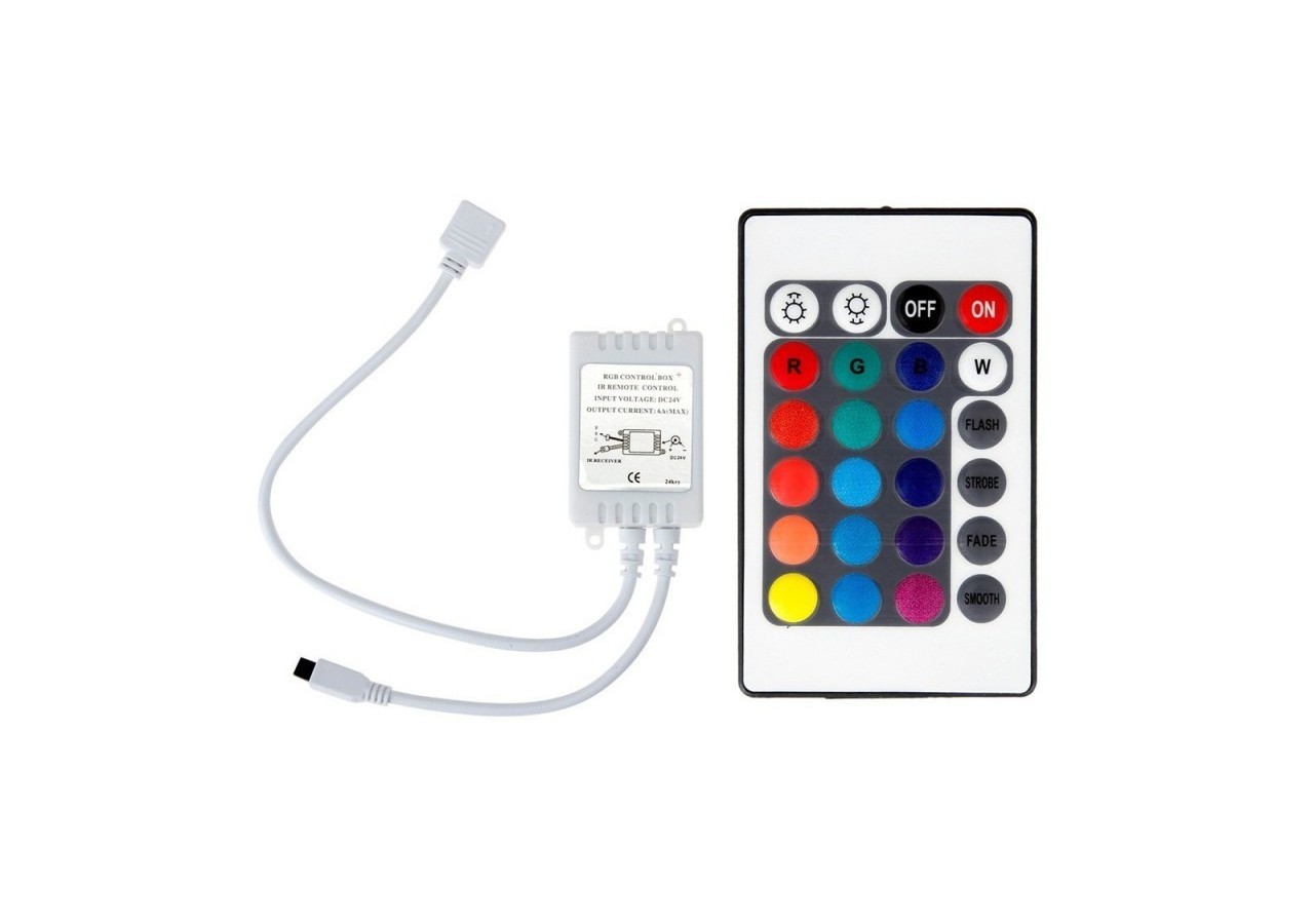 Contrôleur RGB 12V 6A (2a/ch) avec télécommande IR 24 touches - B1602 - Barcelona LED