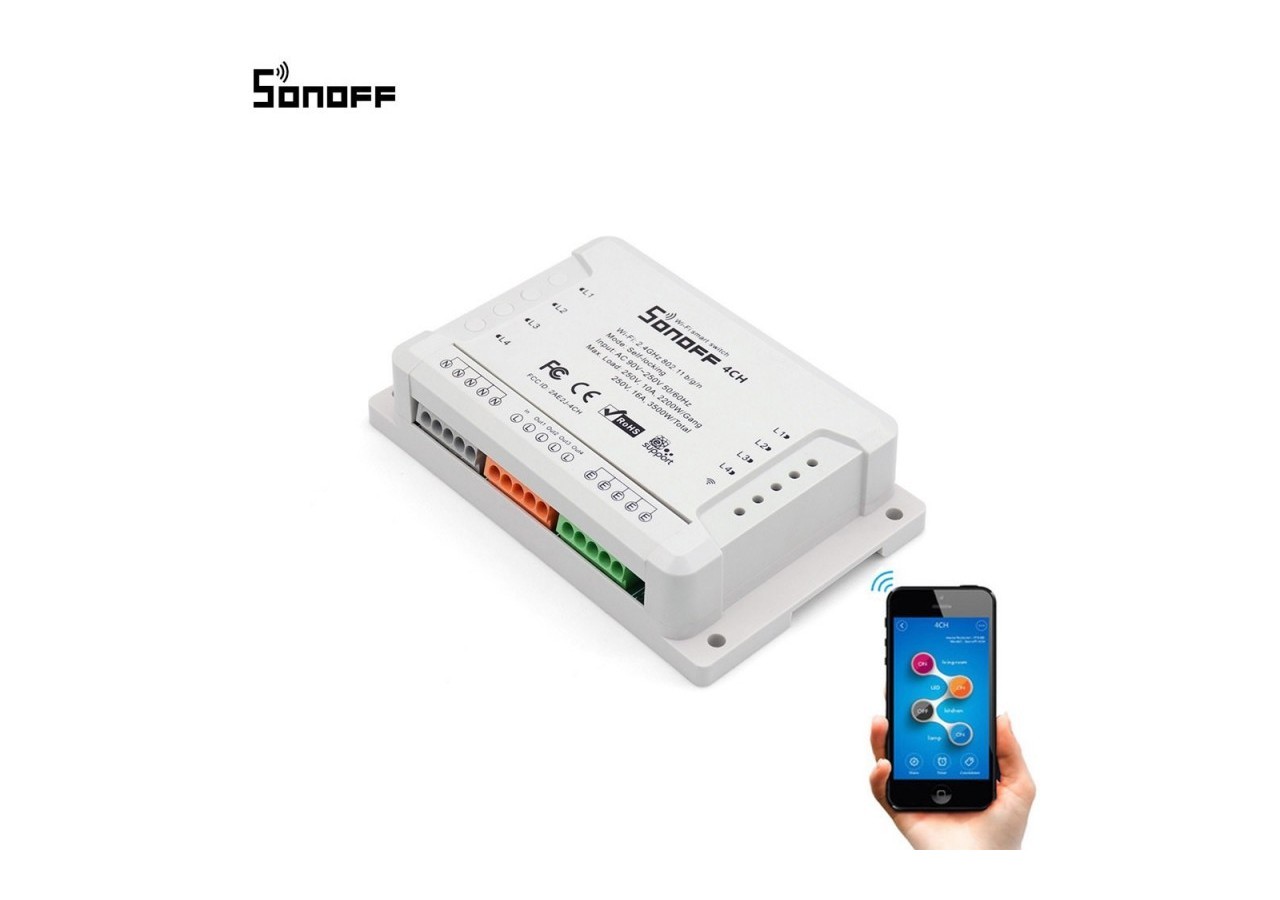 SONOFF 4CH Interrupteur WiFi 4 canaux 10A pour Smart Home - SONOFF4CHR3 - Barcelona LED