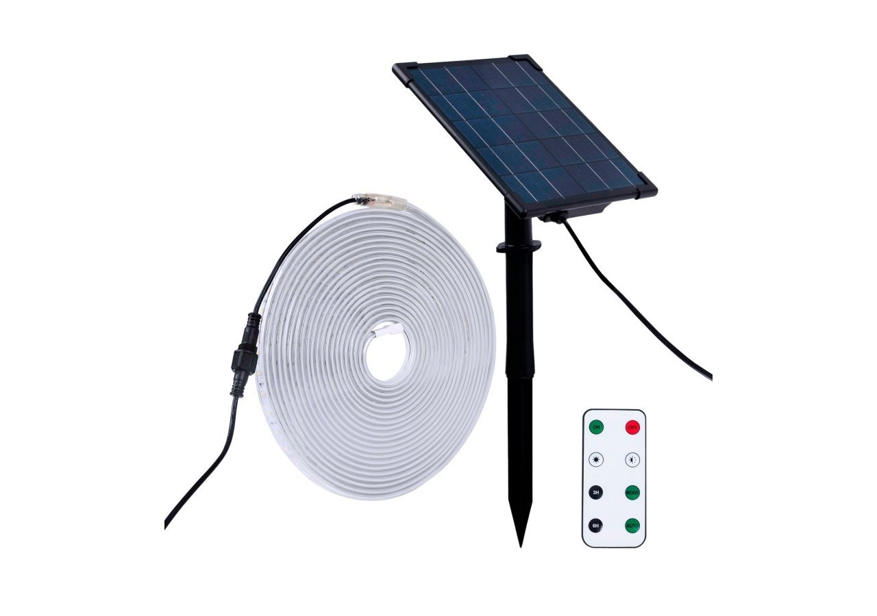 Ruban LED solaire extérieur avec télécommande 40W-12mm-10m-2700K-IP65 - SL29-40W - Barcelona LED