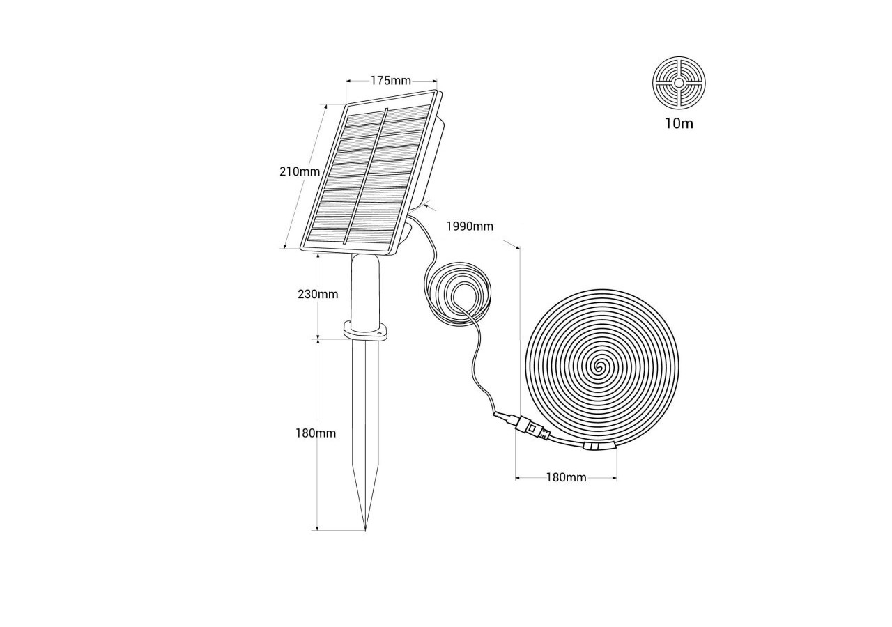 Ruban LED solaire extérieur avec télécommande 40W-12mm-10m-2700K-IP65 - SL29-40W - Barcelona LED