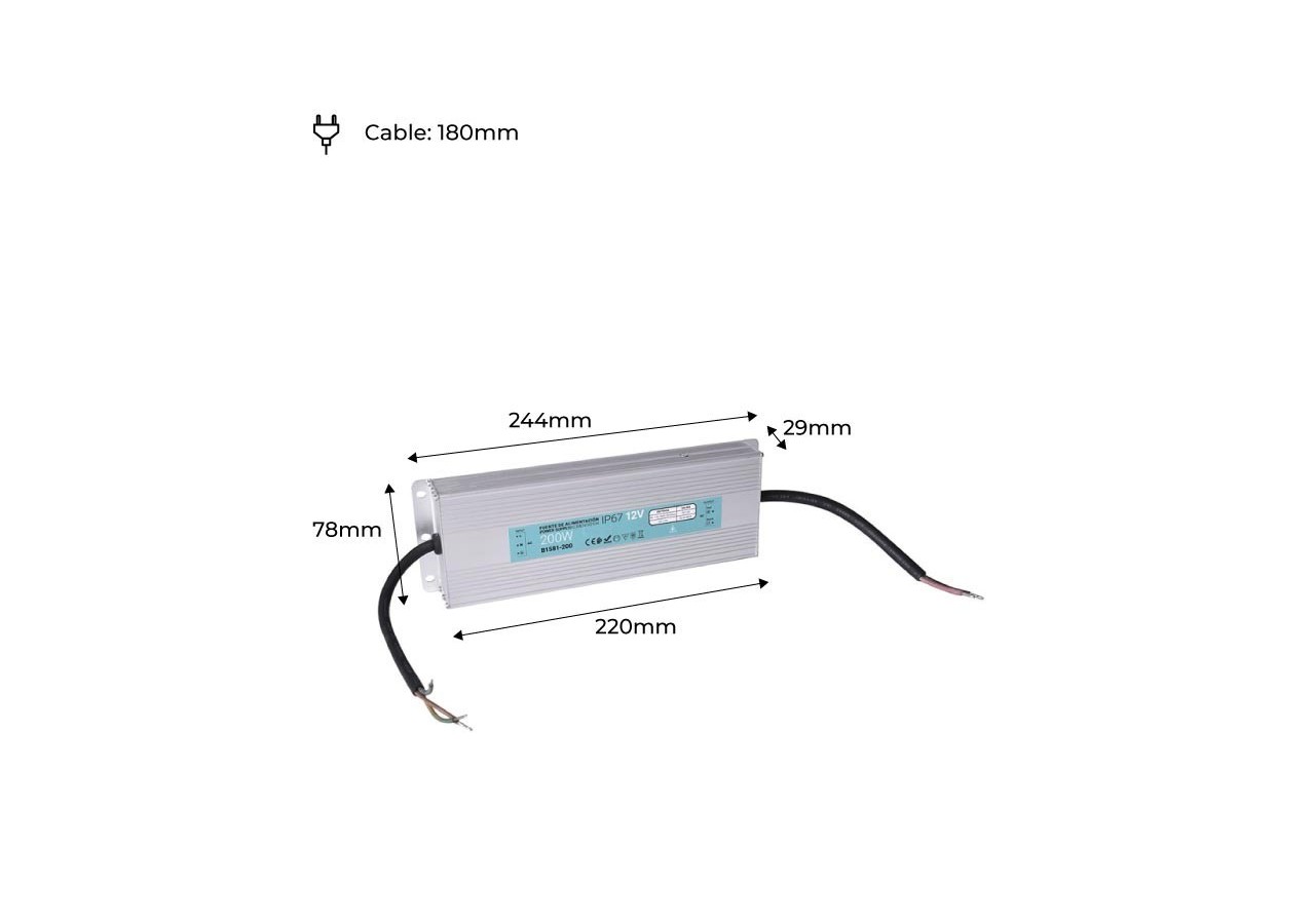 Transformateur étanche 12V 200W IP67 - B1581-200 - Barcelona LED