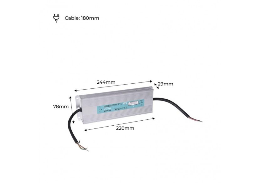 Transformateur étanche 12V 200W IP67 - B1581-200 - Barcelona LED