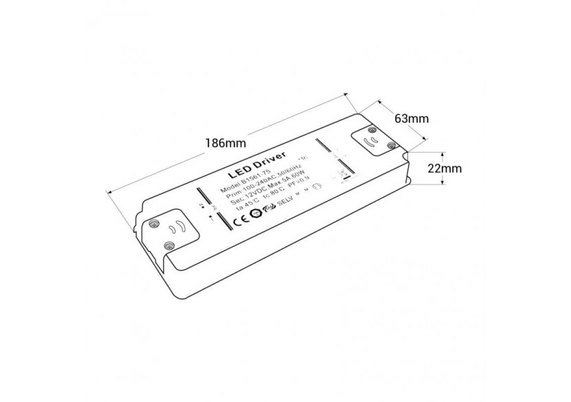 Alimentation LED 12V-60W-IP20 extra plate - B1561-60V - Barcelona LED Alimentation LED 12V-60W-IP20 extra plate - B1561-60V - Barcelona LED