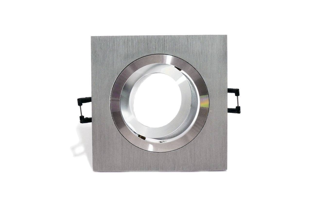 Collerette carrée orientable à encastrer pour dichroïque LED, diamètre 75/97mm. Couleur aluminium - B7101 - Barcelona LED