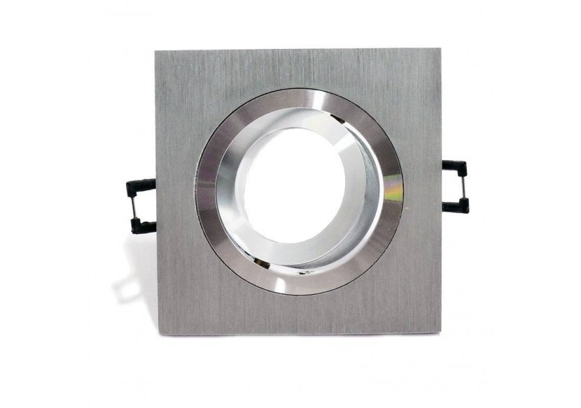 Collerette carrée orientable à encastrer pour dichroïque LED, diamètre 75/97mm. Couleur aluminium - B7101 - Barcelona LED