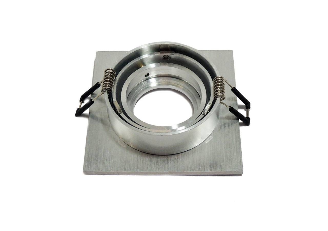 Collerette carrée orientable à encastrer pour dichroïque LED, diamètre 75/97mm. Couleur aluminium - B7101 - Barcelona LED