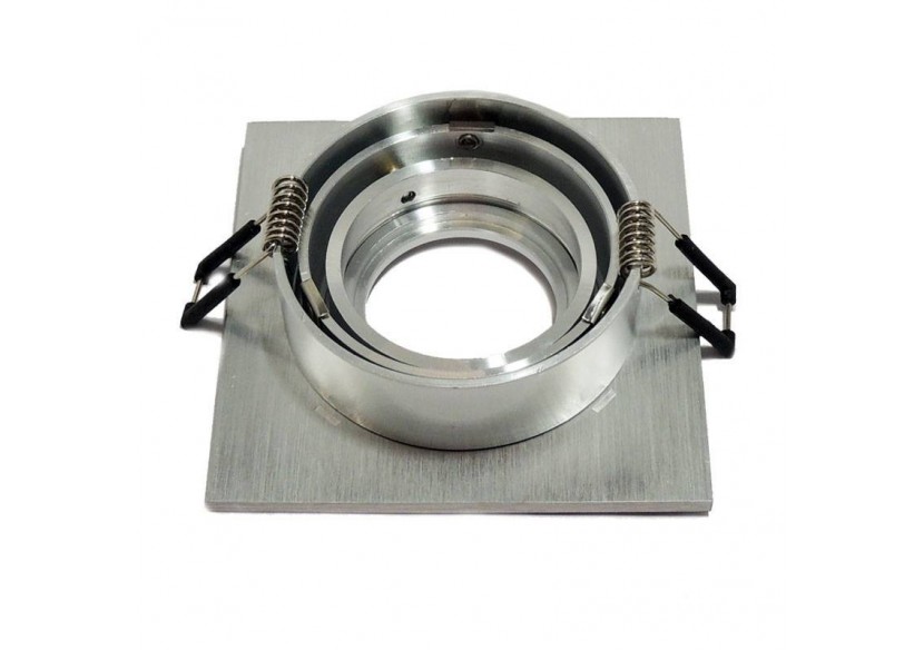 Collerette carrée orientable à encastrer pour dichroïque LED, diamètre 75/97mm. Couleur aluminium - B7101 - Barcelona LED