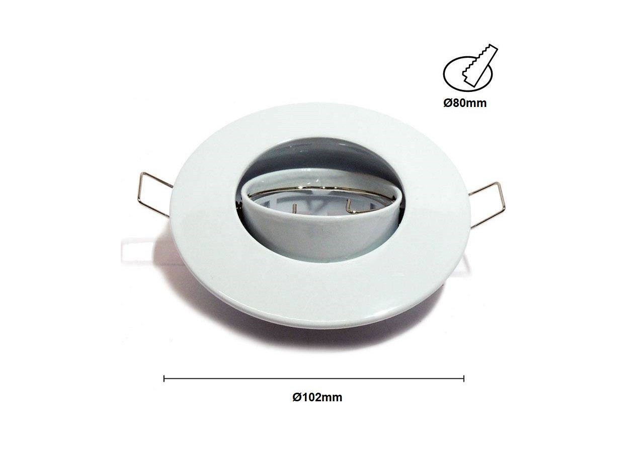 Collerette ronde orientable à encastrer pour dichroïque LED, diamètre 80/102mm. Couleur Blanc - B958105 - Barcelona LED