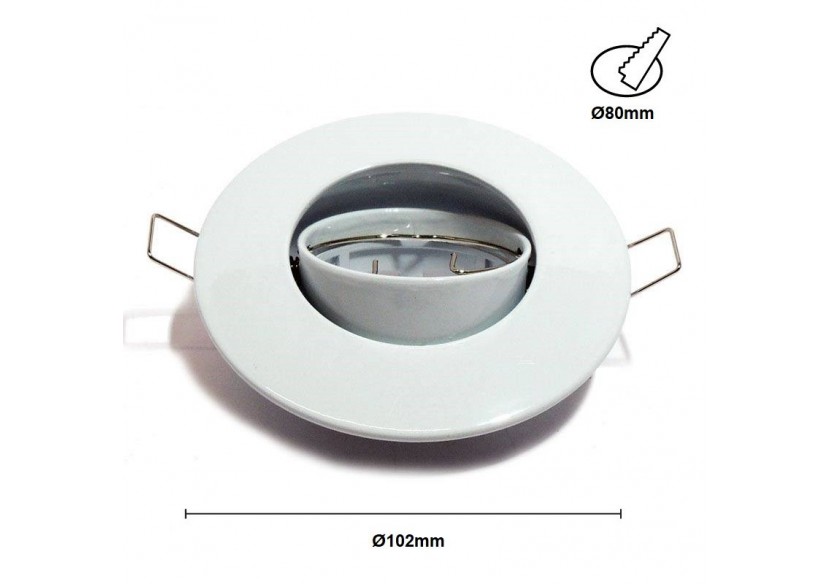 Collerette ronde orientable à encastrer pour dichroïque LED, diamètre 80/102mm. Couleur Blanc - B958105 - Barcelona LED
