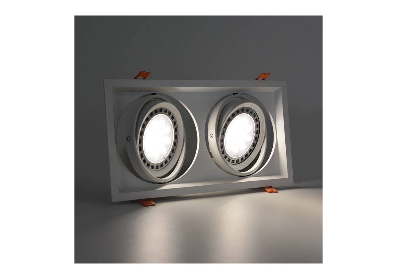 Cardan Aluminium pour deux ampoules QR111 LED Basculable 324x175mm - B101721-B - Barcelona LED