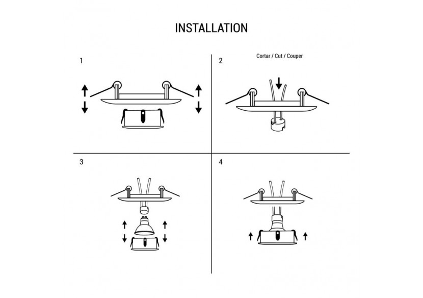 Support encastrable inclinable carré ampoule GU10 / GU5.3 - B957-C - Barcelona LED