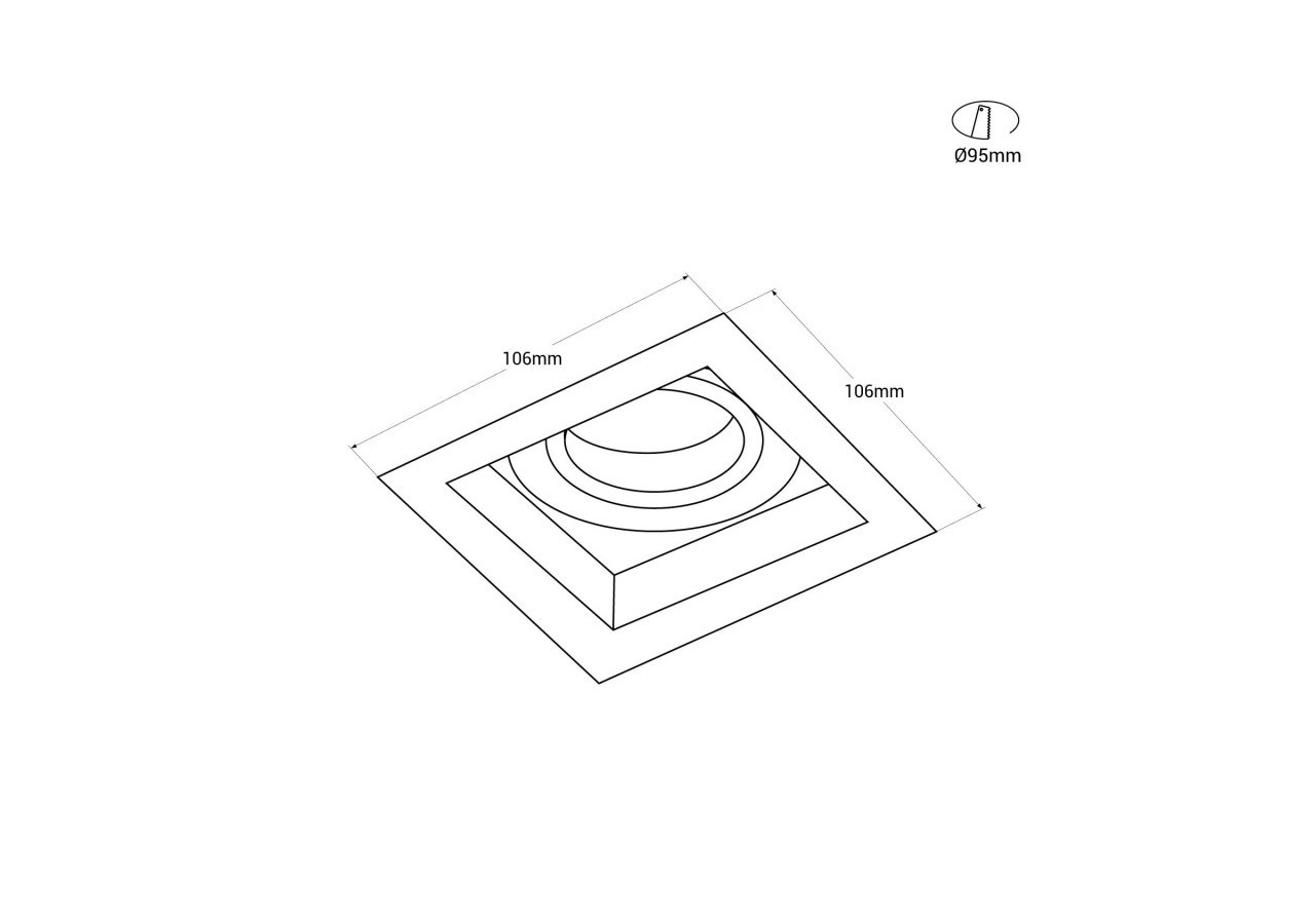 Support encastrable inclinable carré ampoule GU10 / GU5.3 - B957-C - Barcelona LED