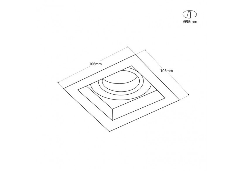 Support encastrable inclinable carré ampoule GU10 / GU5.3 - B957-C - Barcelona LED