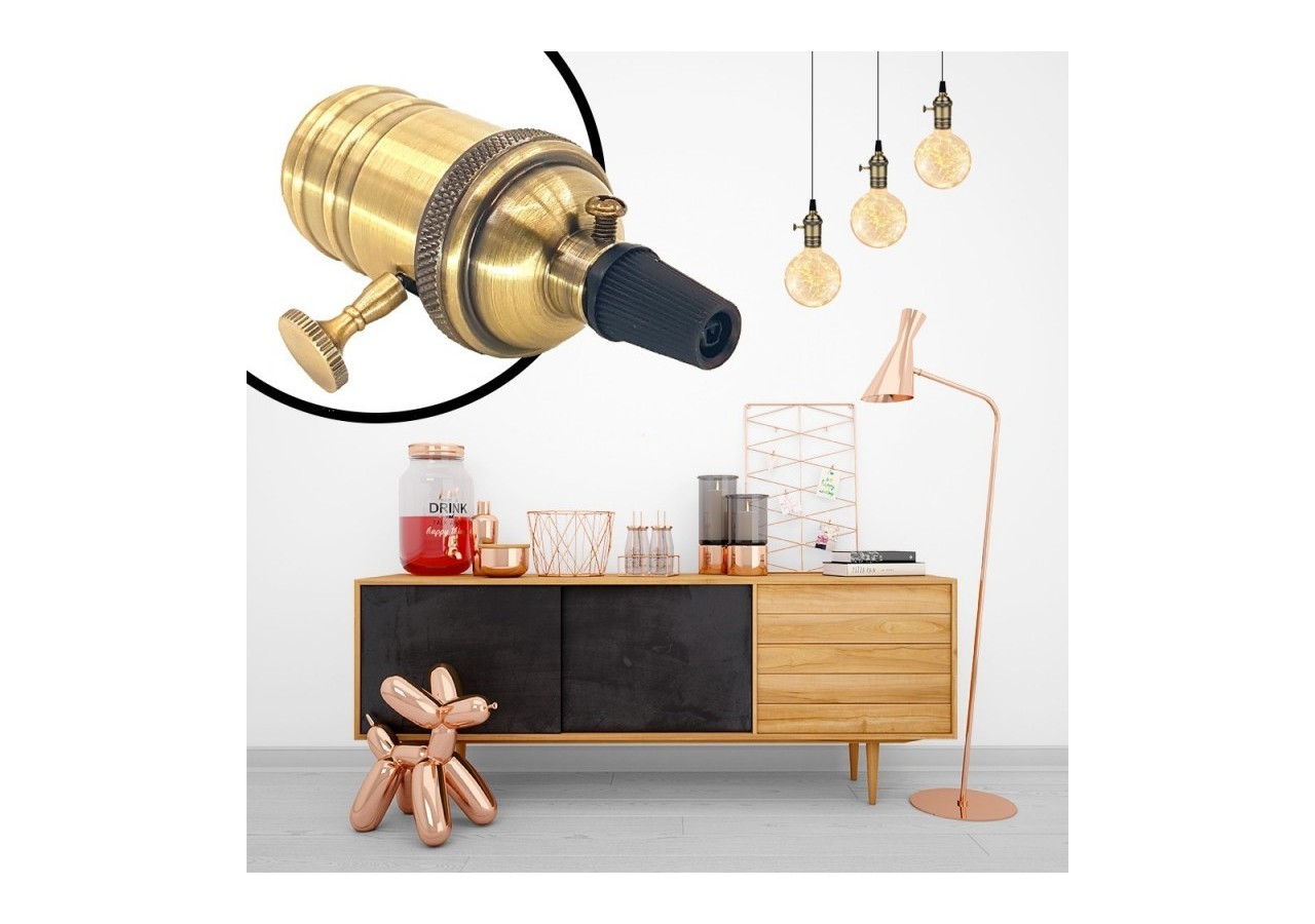 Douille E27 en finition bronze avec interrupteur (Vintage Serie) - LV102-BR - Barcelona LED