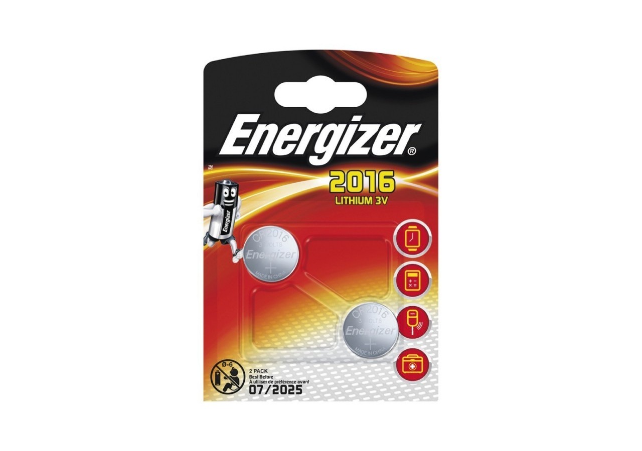 Pile Energizer CR2016 au lithium Blister 2 U - E301021901 - Barcelona LED