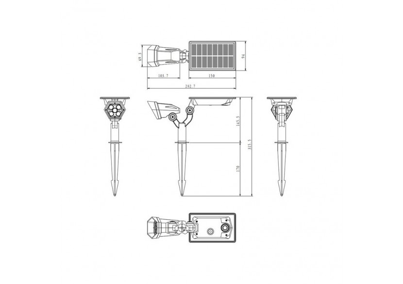 Spots LED solaires 2W avec capteur - SL05-BF - Barcelona LED