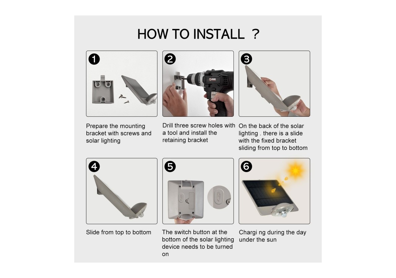 Applique murale solaire avec capteur 3,6 W IP44 - SL19-W - Barcelona LED