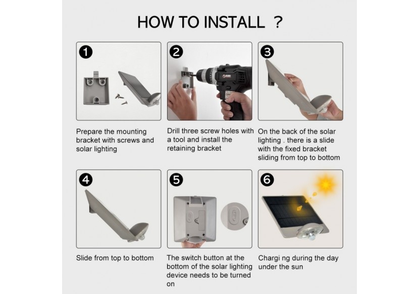 Applique murale solaire avec capteur 3,6 W IP44 - SL19-W - Barcelona LED