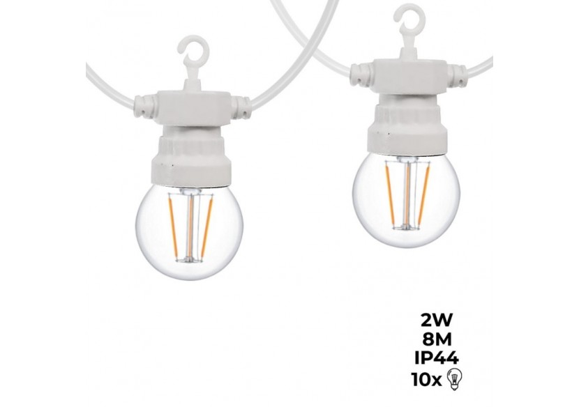 Guirlande LED câble blanc 10 ampoules LED 3000 degrés K-8m - L2000-B-BC - Barcelona LED Guirlande LED câble blanc 10 ampoules LED 3000 degrés K-8m - L2000-B-BC - Barcelona LED