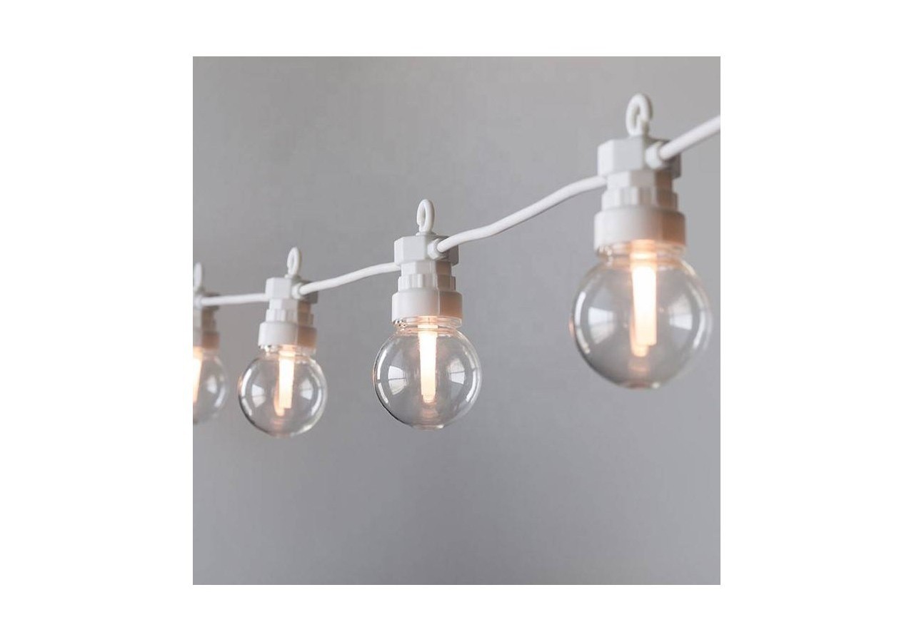 Guirlande LED câble blanc 10 ampoules LED 3000 degrés K-8m - L2000-B-BC - Barcelona LED
