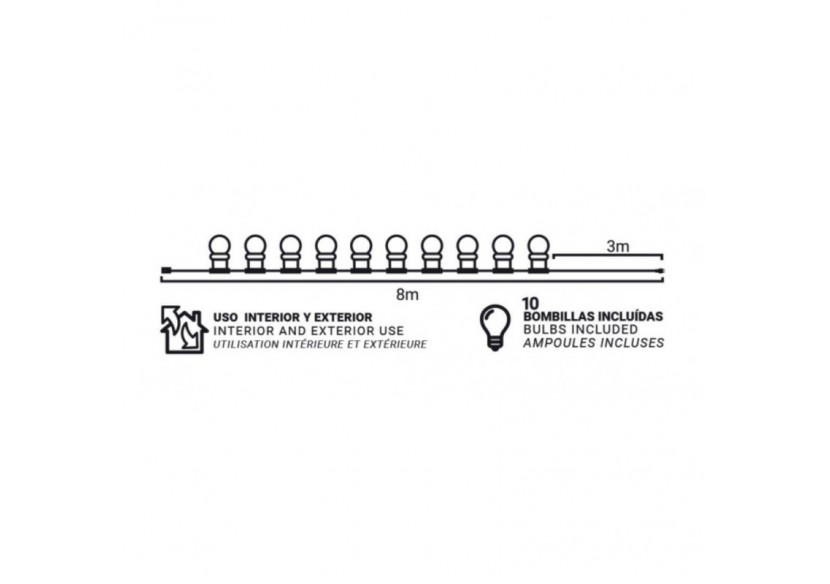 Guirlande LED câble blanc 10 ampoules LED 3000 degrés K-8m - L2000-B-BC - Barcelona LED Guirlande LED câble blanc 10 ampoules LED 3000 degrés K-8m - L2000-B-BC - Barcelona LED