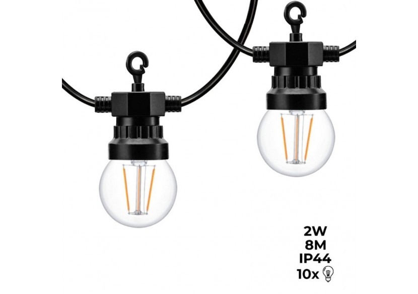 Guirlande lumineuse LED 10 ampoules intégrées-8m - L2000-N-BC - Barcelona LED