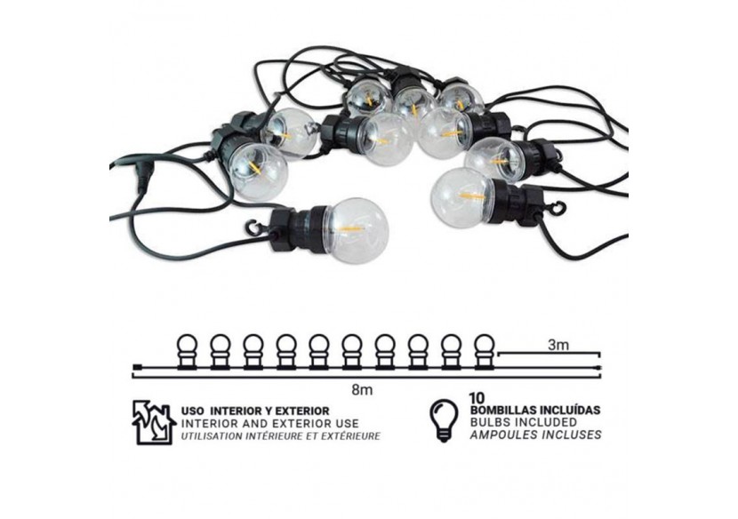 Guirlande lumineuse LED 10 ampoules intégrées-8m - L2000-N-BC - Barcelona LED