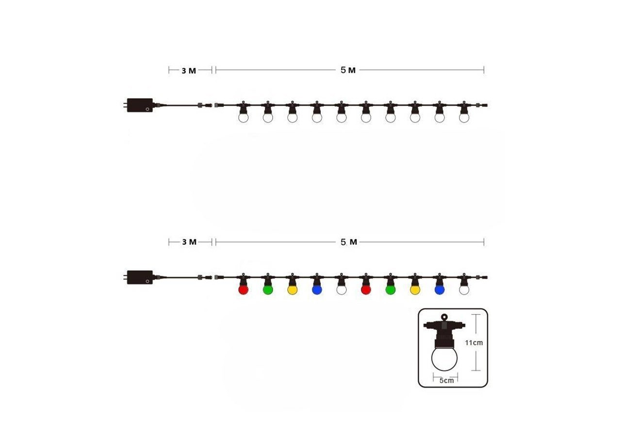 Guirlande lumineuse LED 10 ampoules intégrées-8m - L2000-N-BC - Barcelona LED