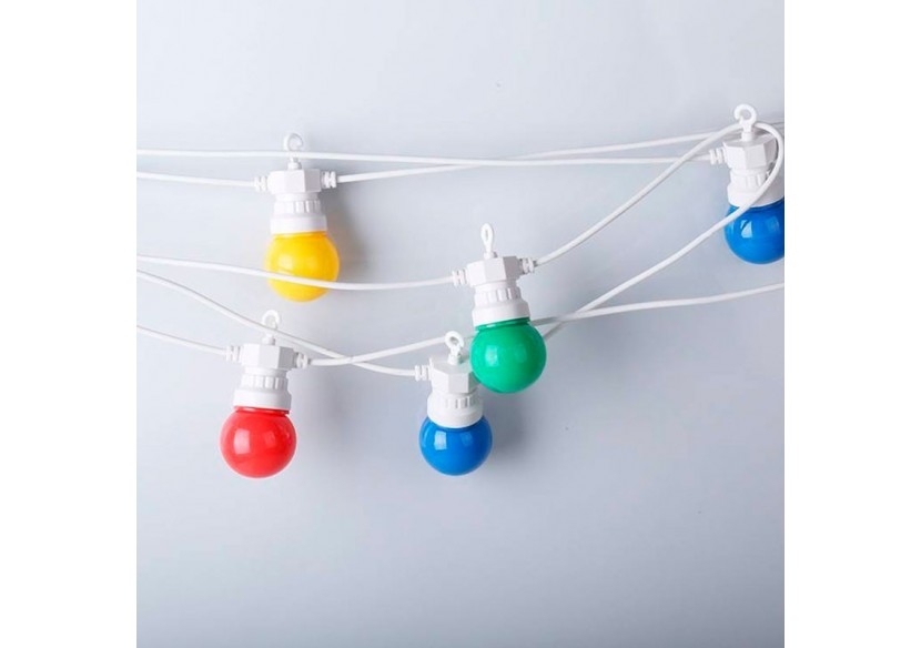 Guirlande LED multicolore fil blanc 10 ampoules LED-8m - L2000-B-C - Barcelona LED